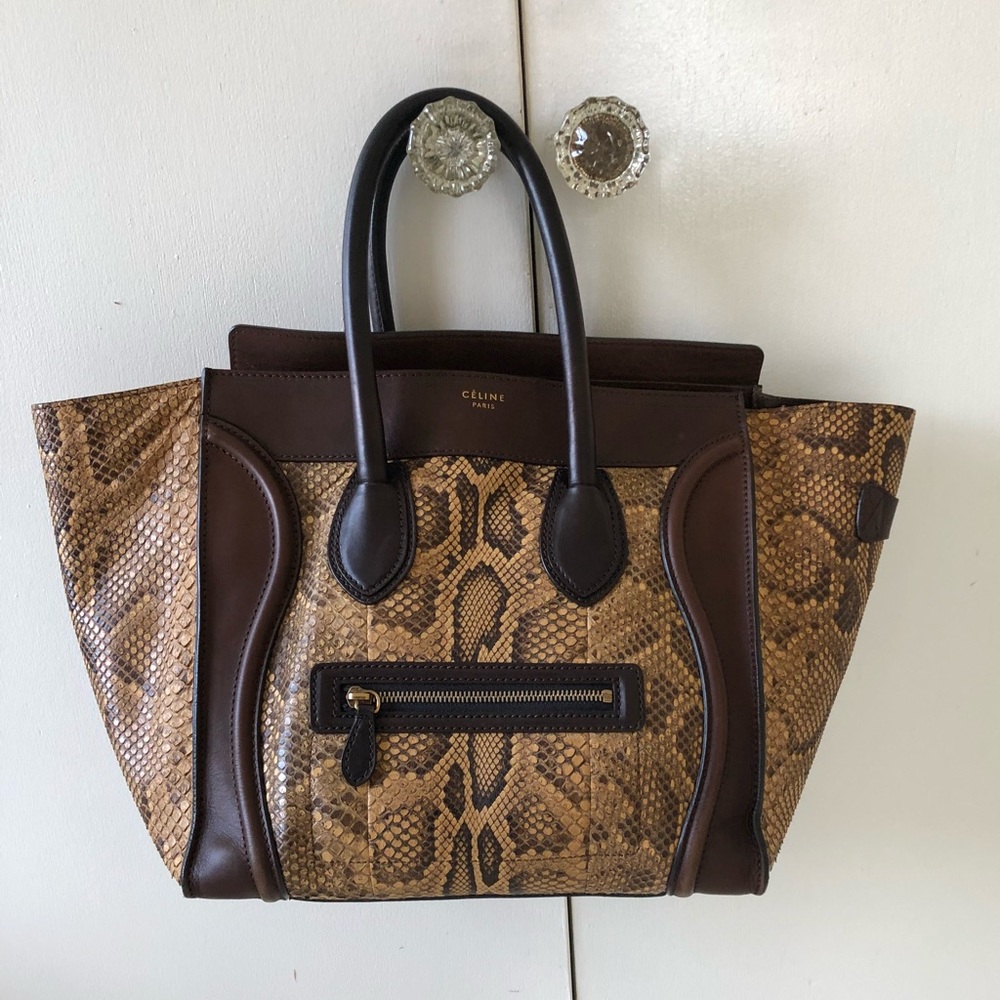 Celine Python Leather Luggage Tote